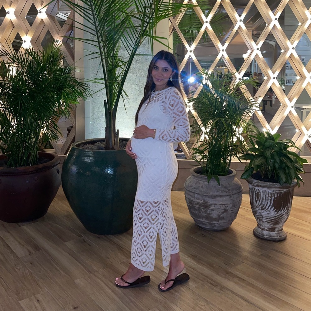 White Crochet Lace Midi Dress